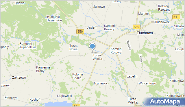 mapa Turza Wilcza, Turza Wilcza na mapie Targeo